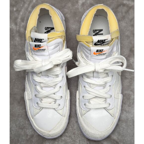 Nike Blazer x Sacai Low White Patent Leather Retro Sneakers Mens 8 DM6443-100 main image 12
